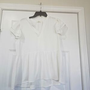 Jodifl White Ruffled Women's Top Size Medium